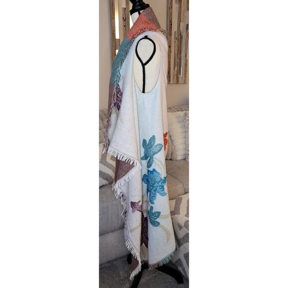 Andrew Marc Sleeveless Waterfall Open Cardigan BlanketVest Floral One Size - Picture 6 of 8
